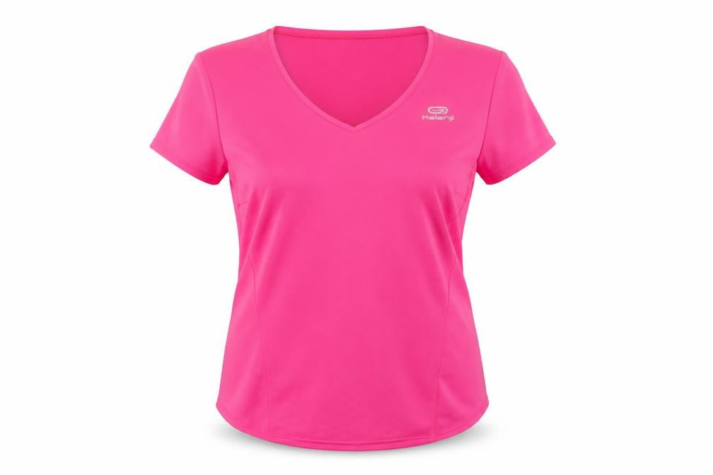 Kalenji Womens Pink V-Neck Short Sleeve Running Top