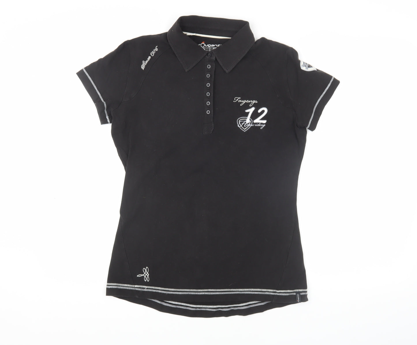 Fouganza Women's Black Polo Shirt Size 14