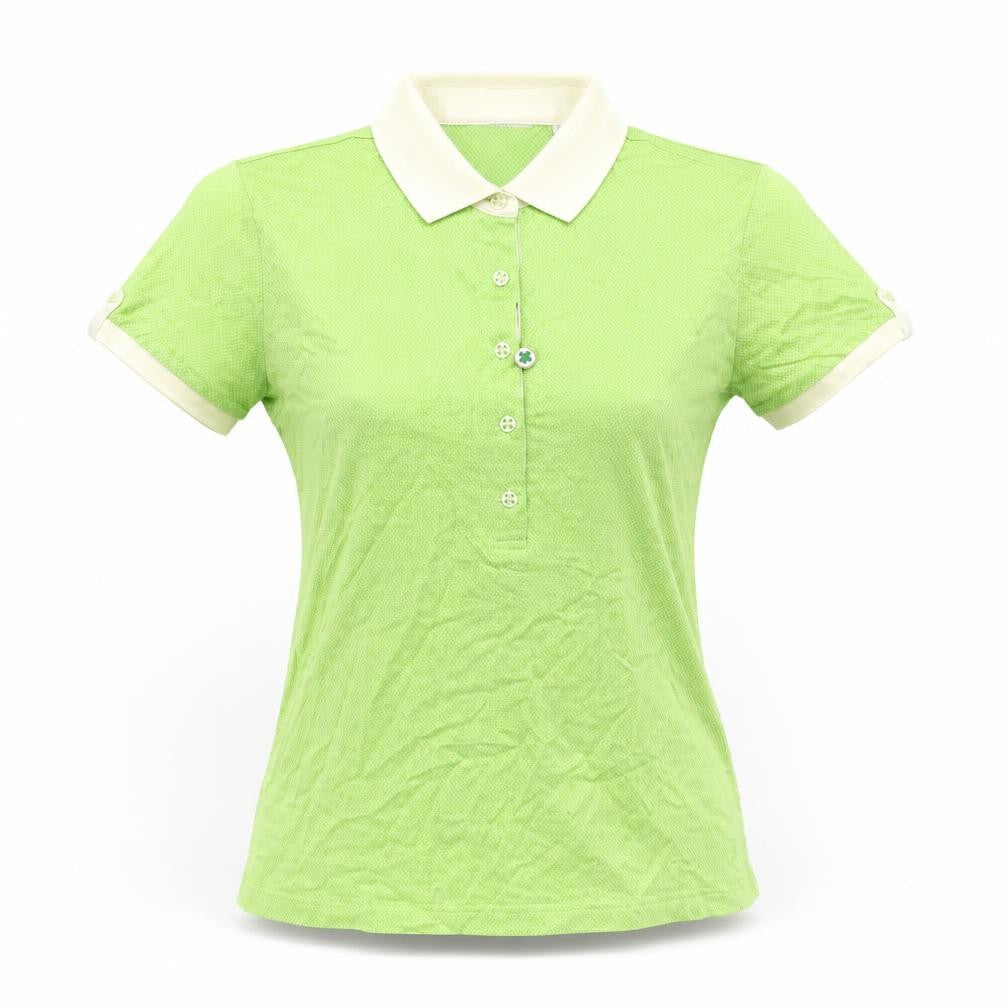 Front view of Clover by Bobby Jones Women's Green Polo, Medium