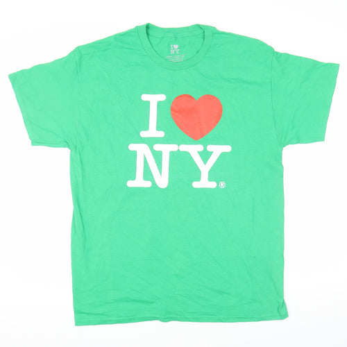 I Love NY Men's Green Graphic Print T-Shirt, L