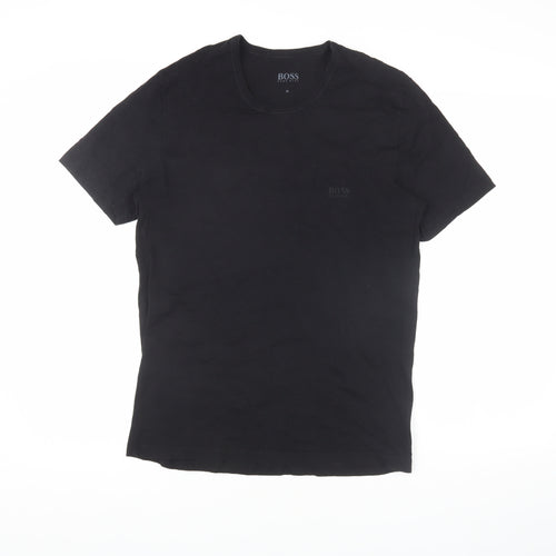 Hugo Boss Men's Black Cotton T-Shirt, M, Crew Neck