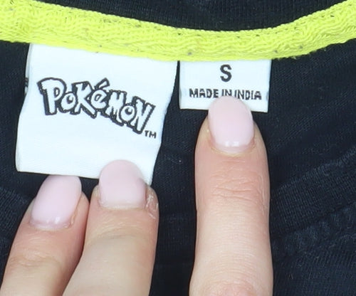 Pokémon Men's Black Pikachu Graphic Tee, Size S, Anime Style