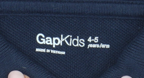 Gap Boys Blue Polo Shirt 4-5 Years Skull Logo Casual