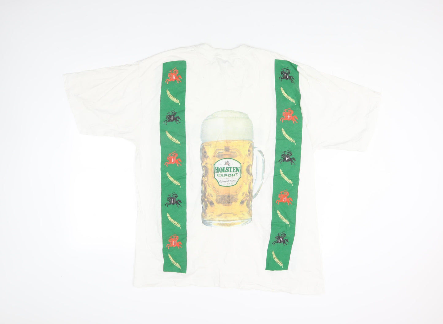Blue Rain Men's White XL Vintage Beer Graphic T-Shirt