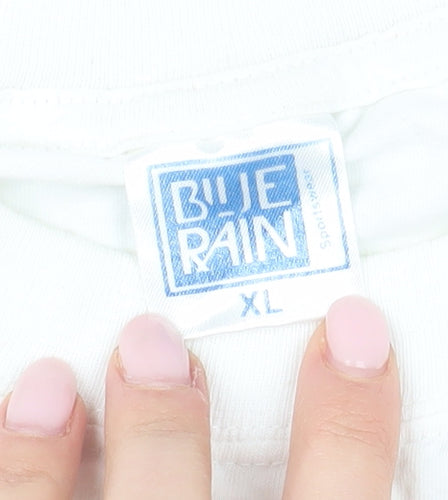 Blue Rain Men's White XL Vintage Beer Graphic T-Shirt
