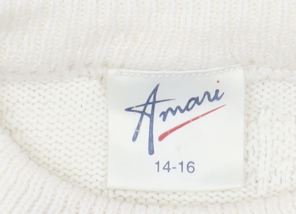 Amari Women's Ivory Crew Neck Pullover Jumper Size 14