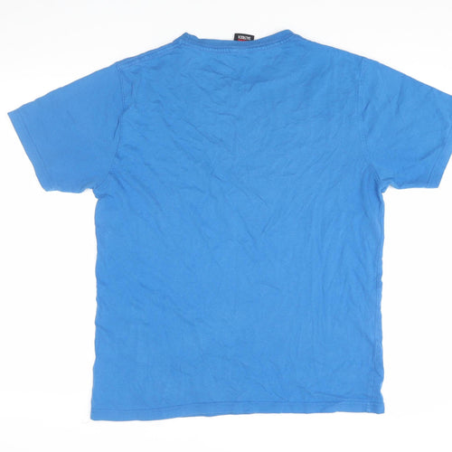 Saltrock Men's Blue Graphic Print T-Shirt, M, Cotton Crew