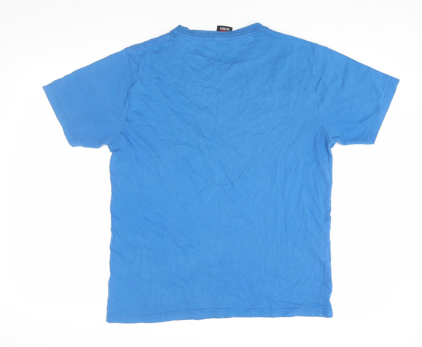 Saltrock Men's Blue Graphic Print T-Shirt, M, Cotton Crew