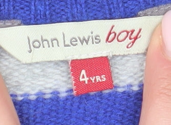 John Lewis Boys Blue Striped Cardigan 4 Years