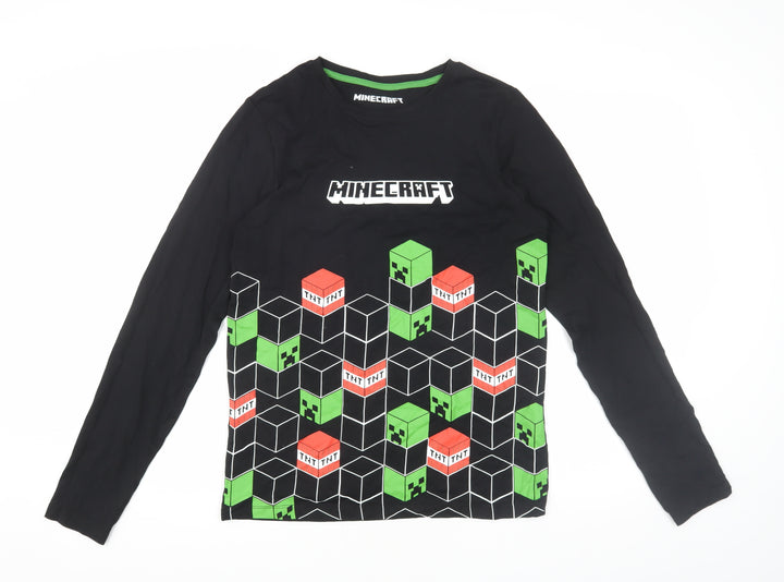 Next Boys Black Minecraft Long Sleeve T-Shirt, 15 Years
