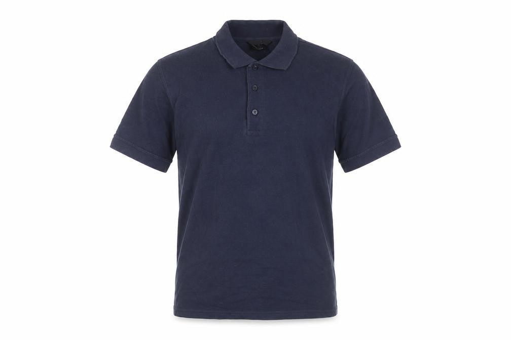 Front view of Regatta Men's Blue Polo Shirt, size M, Cotton Blend