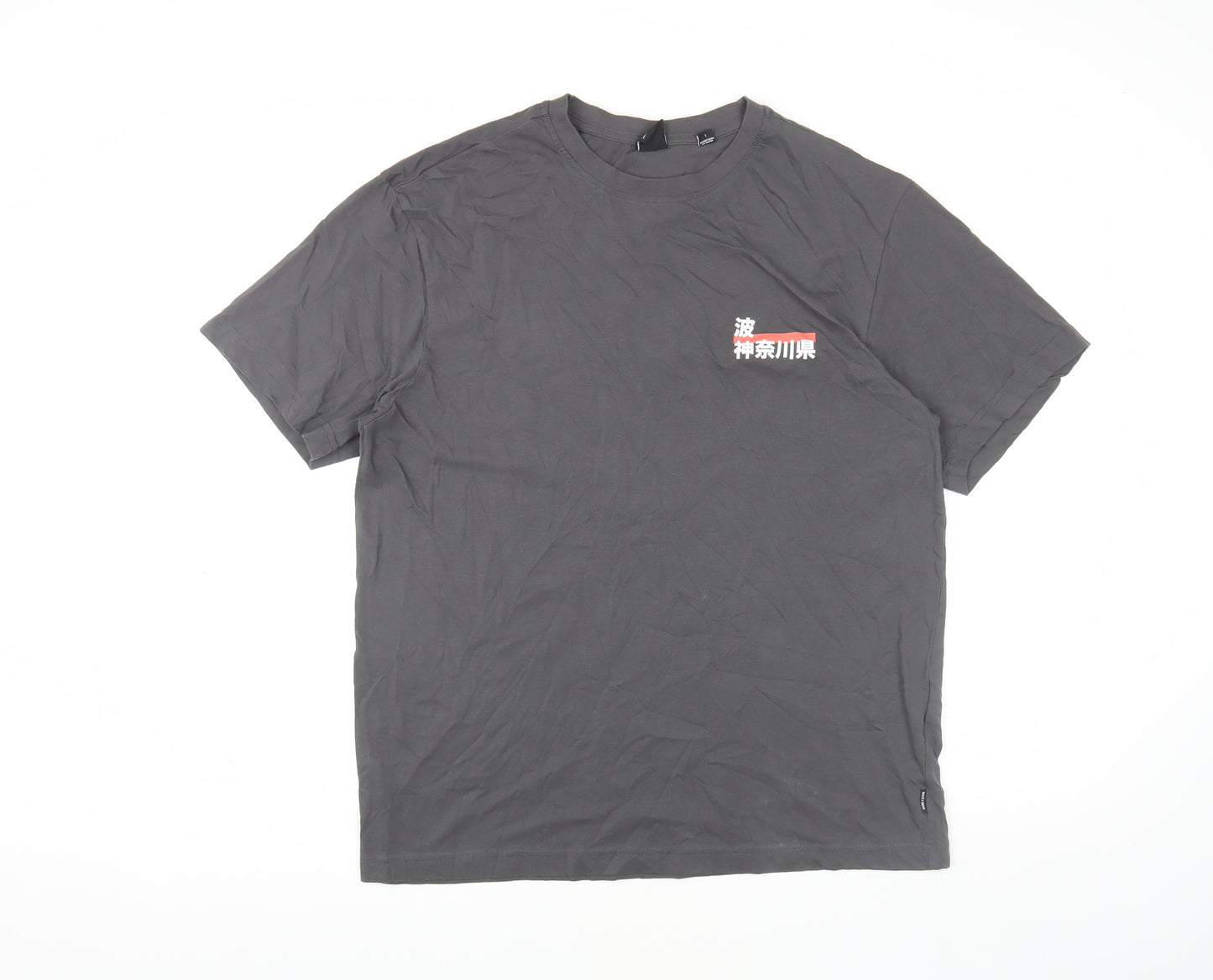 Only & Sons Men's Grey Graphic Print T-Shirt, Size L
