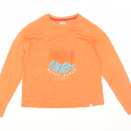 Animal Women's Orange Graphic T-Shirt Size 8
