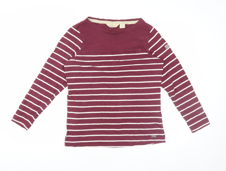 Regatta Women's Red Striped Cotton T-Shirt Size 14