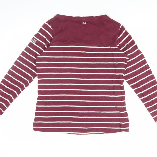 Regatta Women's Red Striped Cotton T-Shirt Size 14