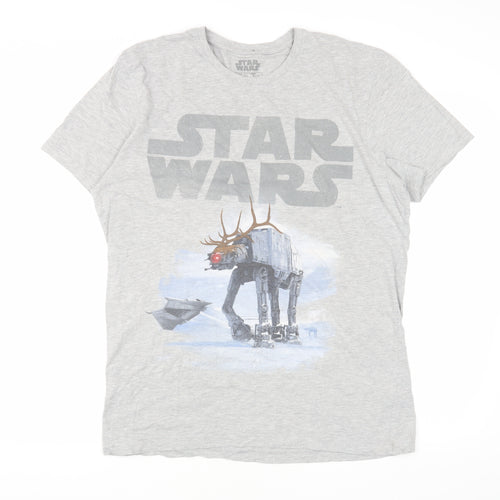 Star Wars Men's Grey T-Shirt L Christmas AT-AT