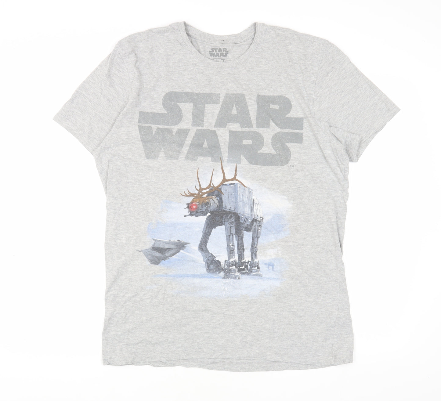 Star Wars Men's Grey T-Shirt L Christmas AT-AT