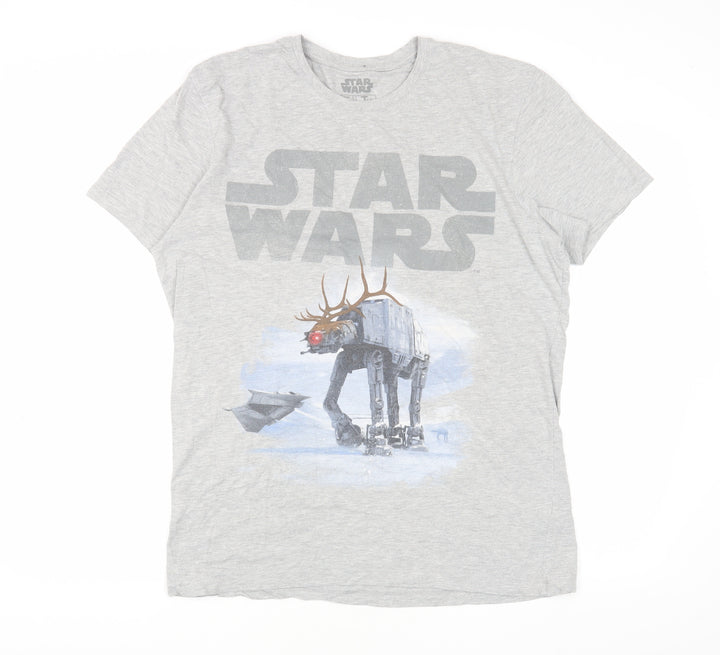 Star Wars Men's Grey T-Shirt L Christmas AT-AT
