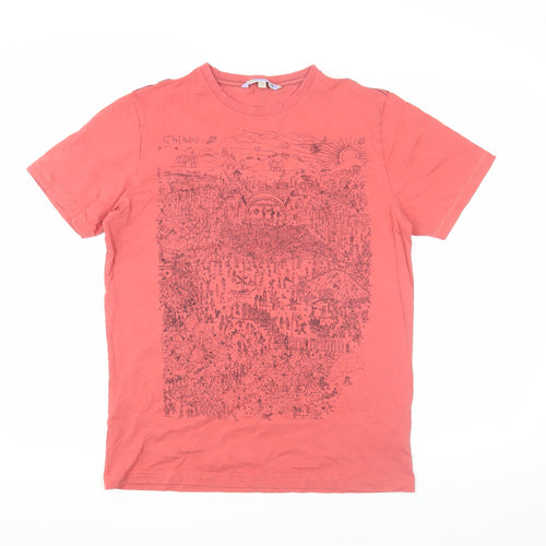 Fat Face Men's Red Graphic Short Sleeve T-Shirt, Medium
