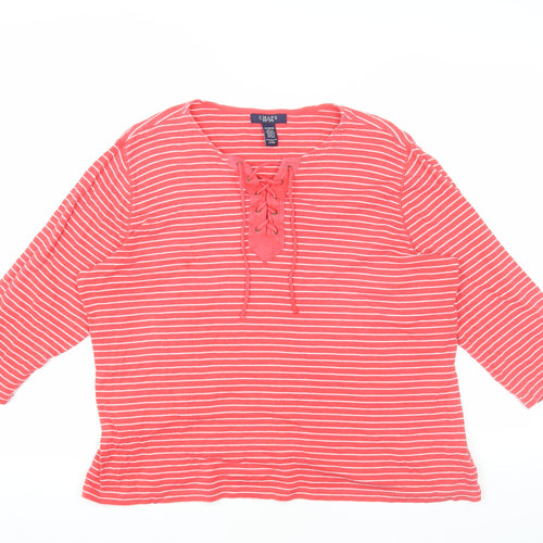 Chaps Women's Red Striped T-Shirt, XL, Casual Style