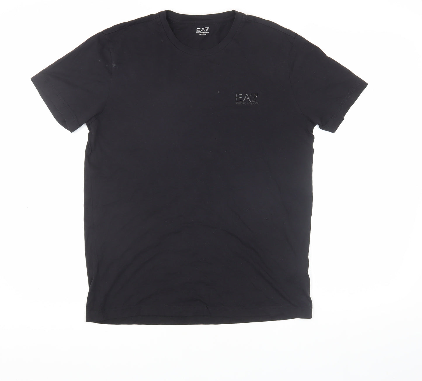 Emporio Armani Men's Black T-Shirt, Size L, Logo Detail