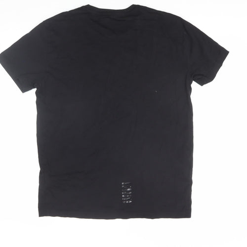 Emporio Armani Men's Black T-Shirt, Size L, Logo Detail