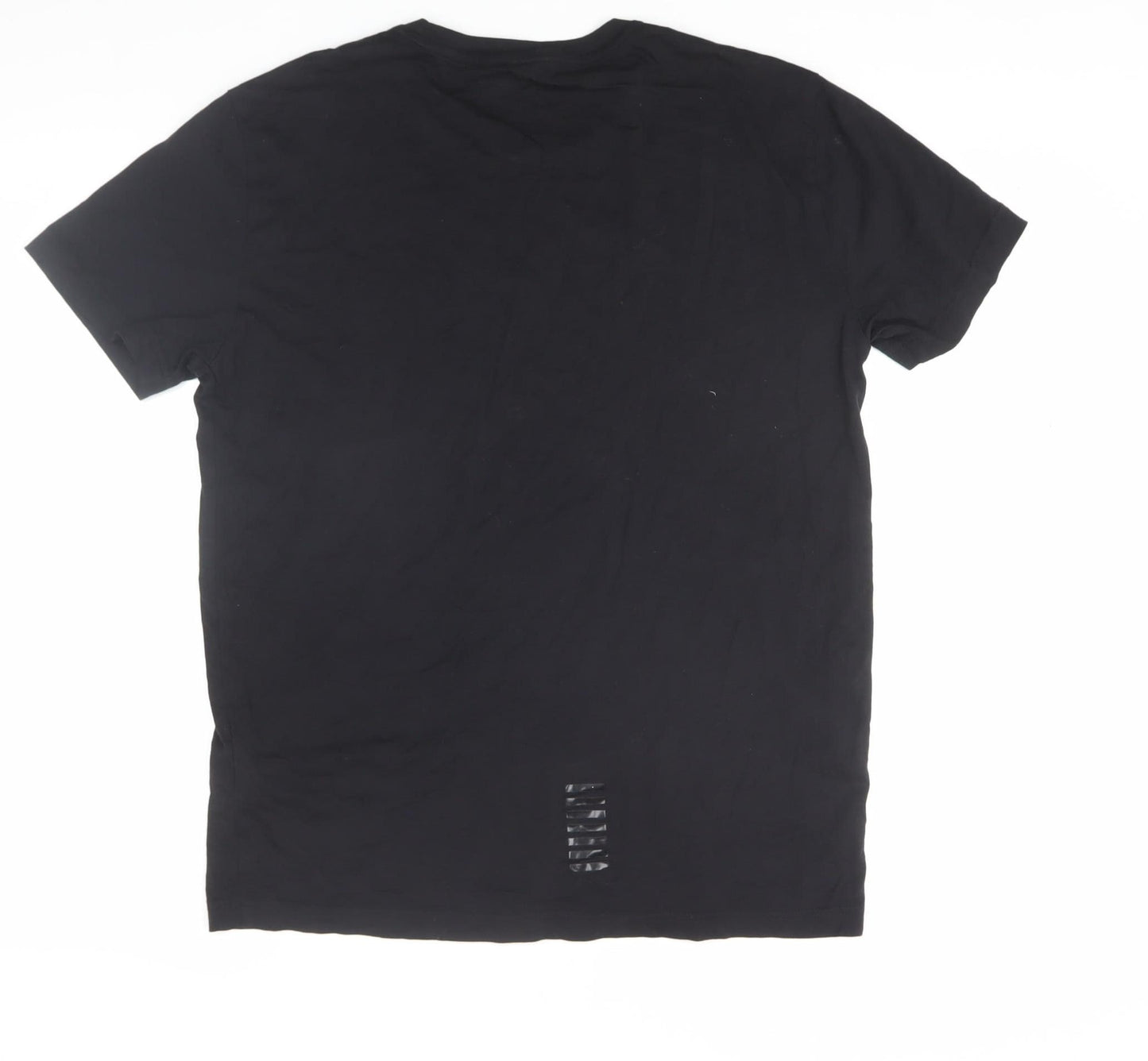 Emporio Armani Men's Black T-Shirt, Size L, Logo Detail