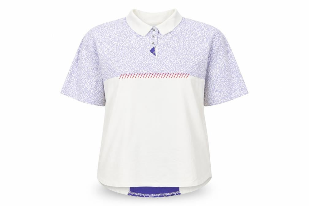 Front view of Jamie Sadock Women's M Geometric Polo - Casual Summer Style