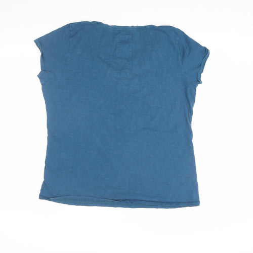Mantaray Women's Blue Floral V-Neck T-Shirt Size 20