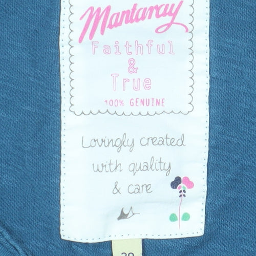 Mantaray Women's Blue Floral V-Neck T-Shirt Size 20