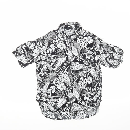 New Look Women's Black Floral Button-Up Shirt, Size 10