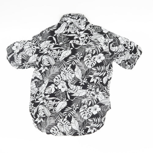 New Look Women's Black Floral Button-Up Shirt, Size 10