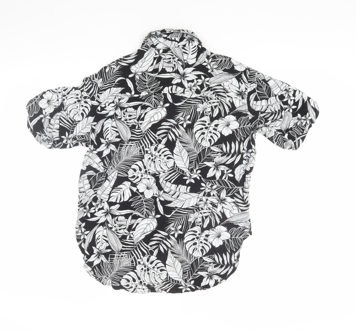 New Look Women's Black Floral Button-Up Shirt, Size 10