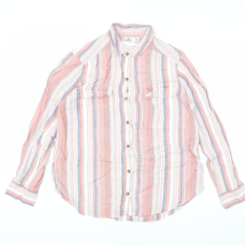 Hollister Women's Multicoloured Striped Button-Up Shirt M