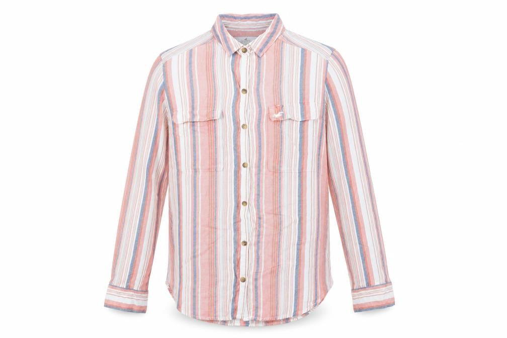 Front view of Hollister Women's Multicoloured Striped Button-Up Shirt M