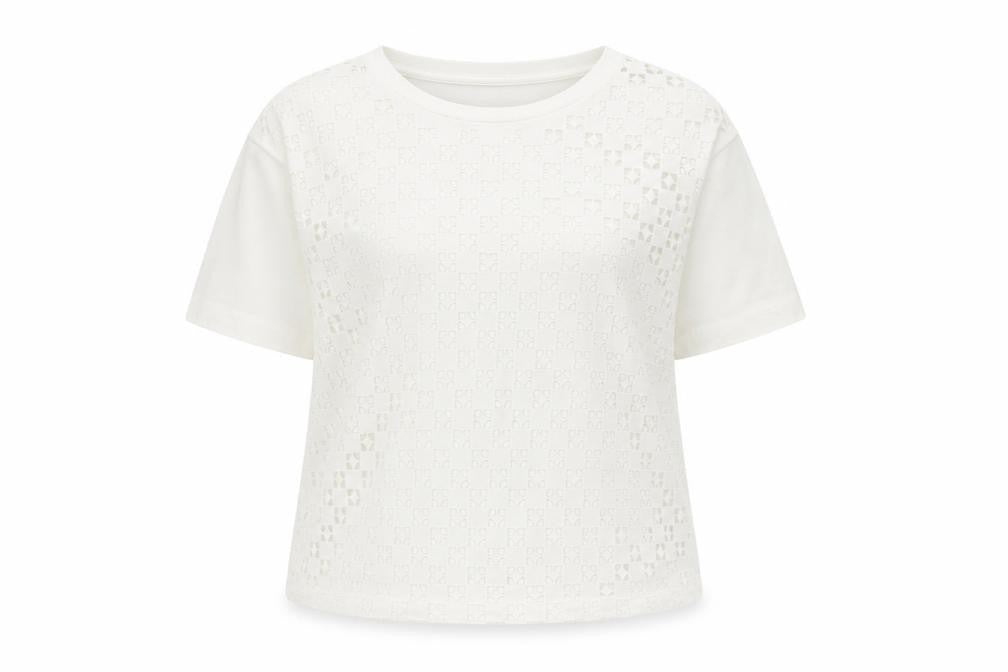 Front view of Gap Women's White T-Shirt, size M, Crew Neck, Casual