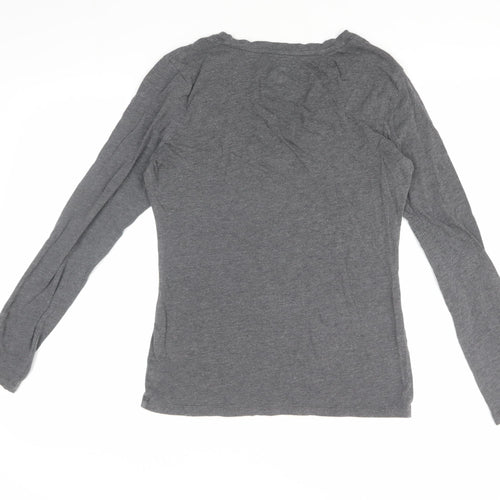 Banana Republic Women's Grey Basic V-Neck Long Sleeve T-Shirt