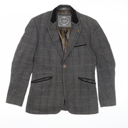 Voeut Grey Tweed Blazer, Unisex, Size 36, Classic Check