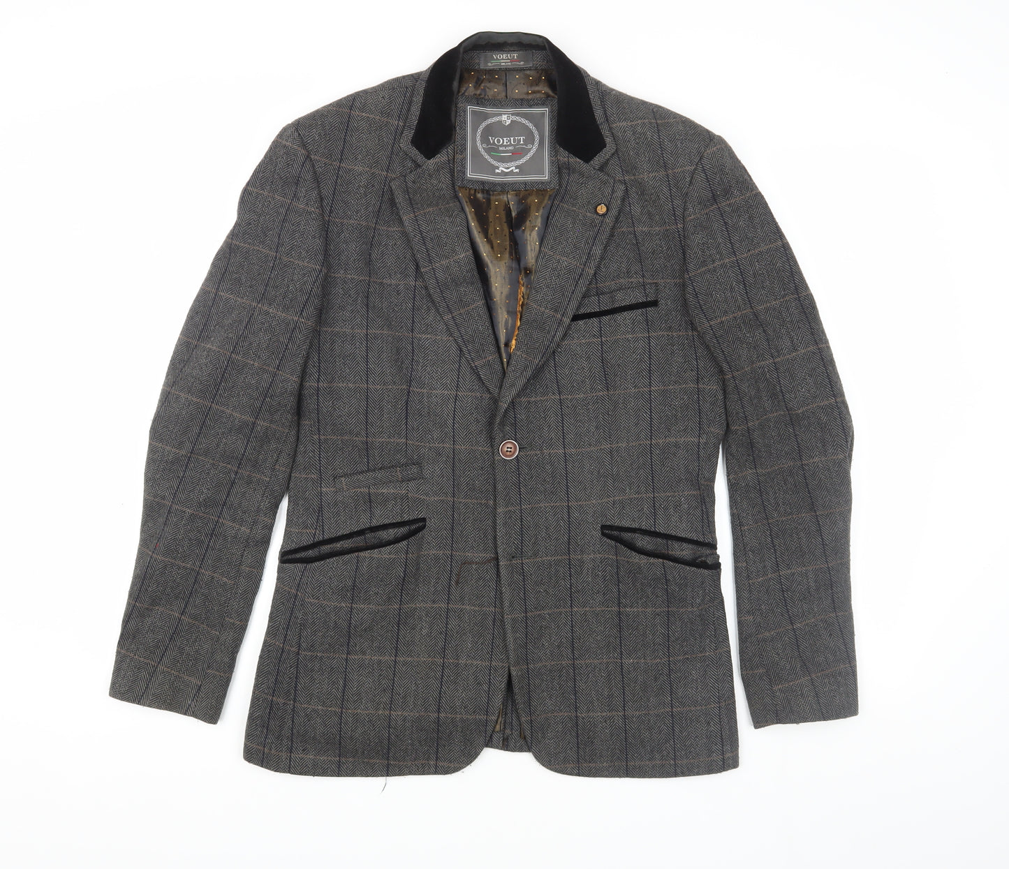 Voeut Grey Tweed Blazer, Unisex, Size 36, Classic Check