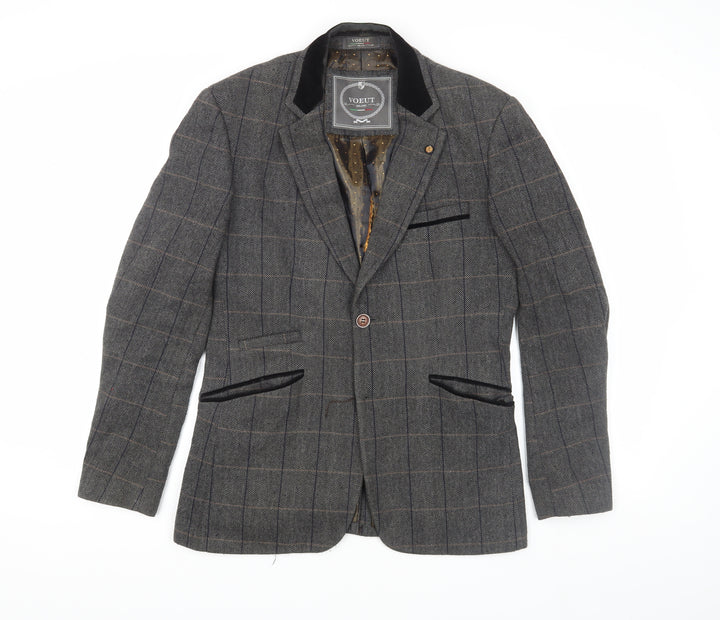 Voeut Grey Tweed Blazer, Unisex, Size 36, Classic Check