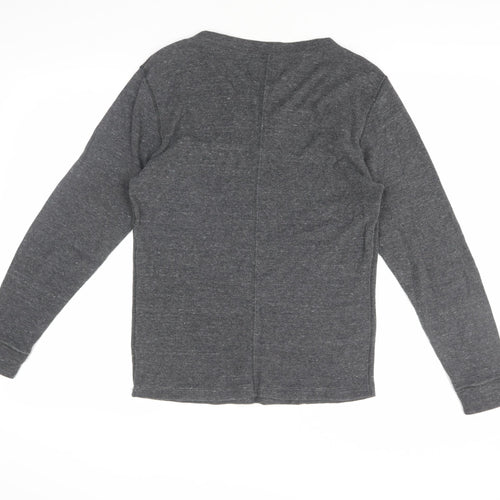 Diesel Grey Long Sleeve V-Neck Cotton T-Shirt S