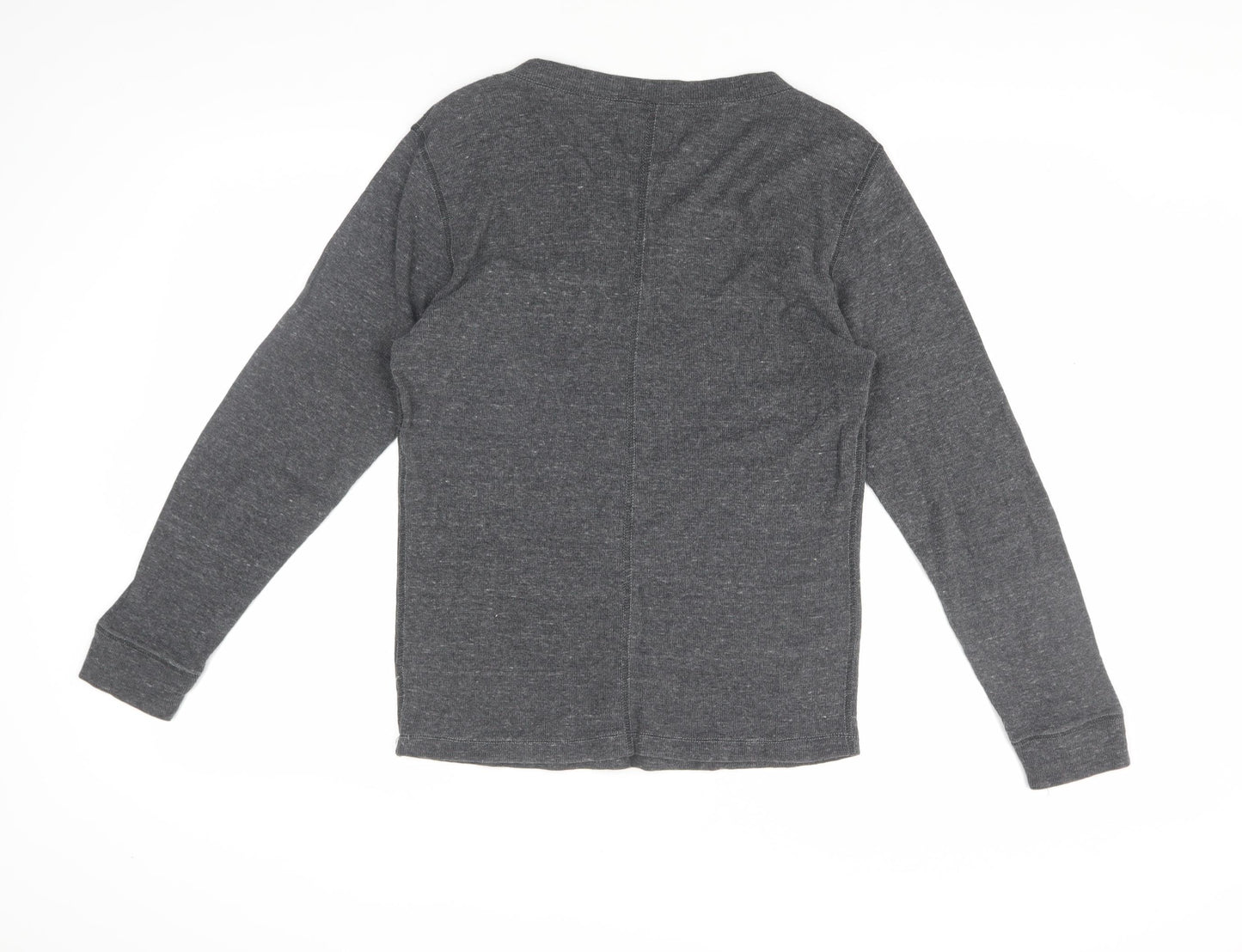 Diesel Grey Long Sleeve V-Neck Cotton T-Shirt S