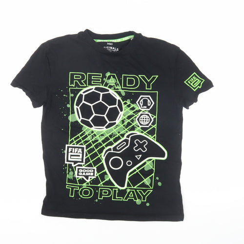 Marks and Spencer Boys Black FIFA Graphic T-Shirt, Age 11 - Ready to Play