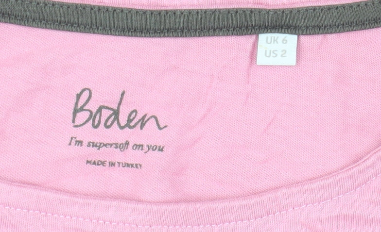 Boden Women's Pink Basic Long Sleeve T-Shirt UK 6