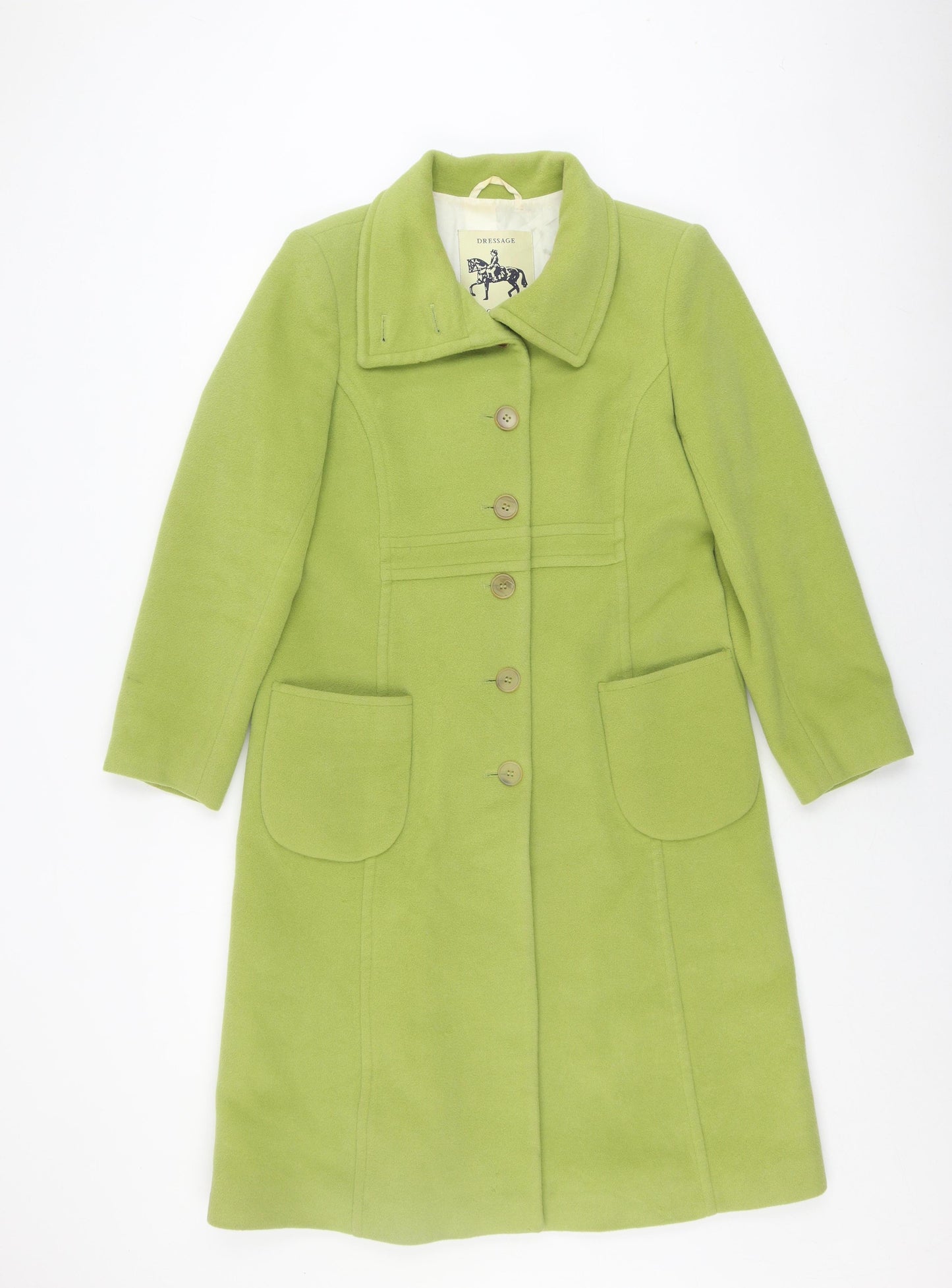 Paul Costelloe Women's Green Wool Overcoat - Size 10