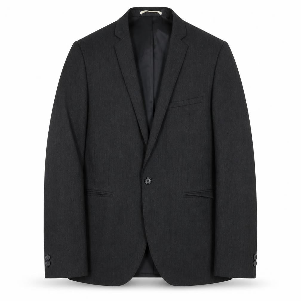 Front view of Moss London Black Slim Fit Men's Blazer 40 Regular Formal