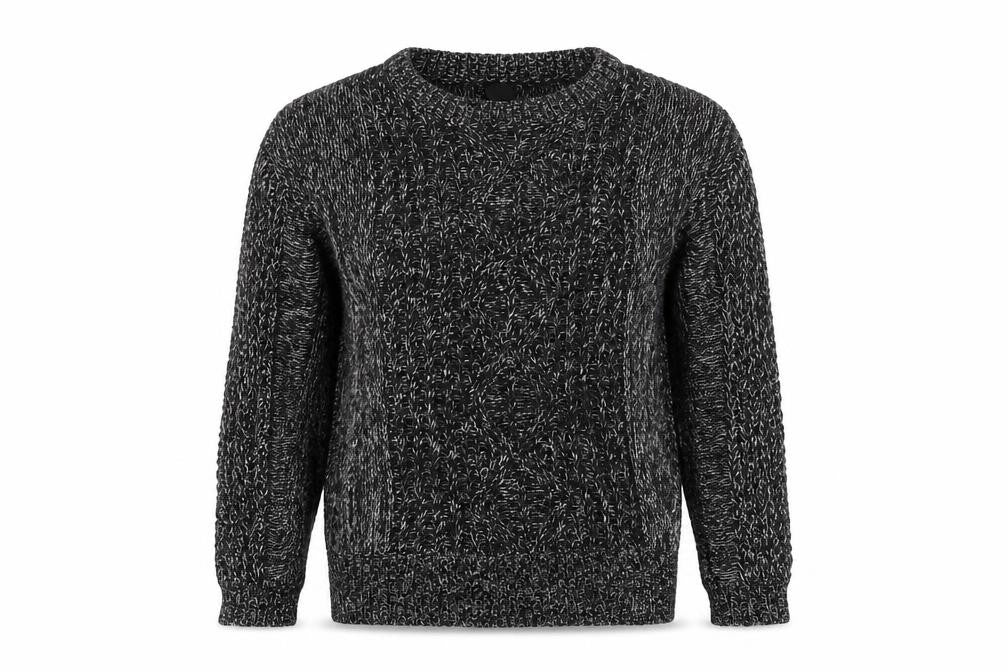 Front view of Sparkle & Fade unisex black s chunky knit pullover
