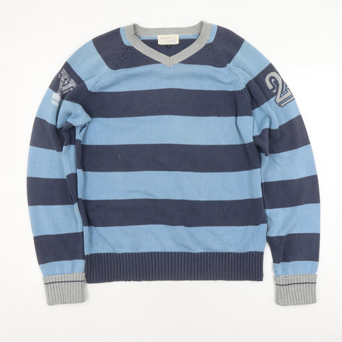 Jack & Jones Men's Blue Striped Pullover Knit Jumper