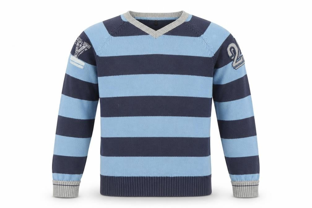 Jack & Jones Men's Blue Striped Pullover Knit Jumper