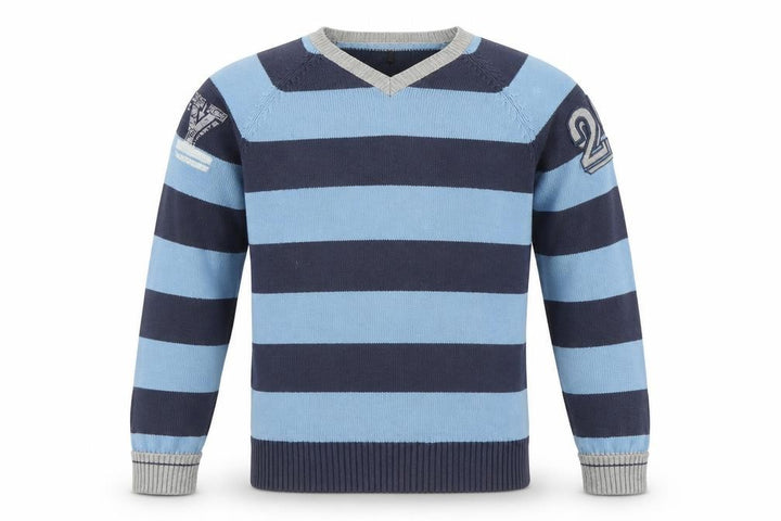 Jack & Jones Men's Blue Striped Pullover Knit Jumper